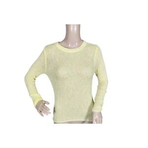 MNG by Mango Top Womens Size S Yellow Long Sleeve Crew Neck Loose Knit Beach Y2K